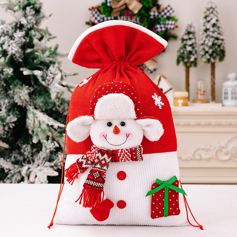 54*31cm Christmas Gift Bag Large Drawstring Storage Bag for Candy Snack Cookie Santa Claus Snowman Gift Packing Xmas Decoration