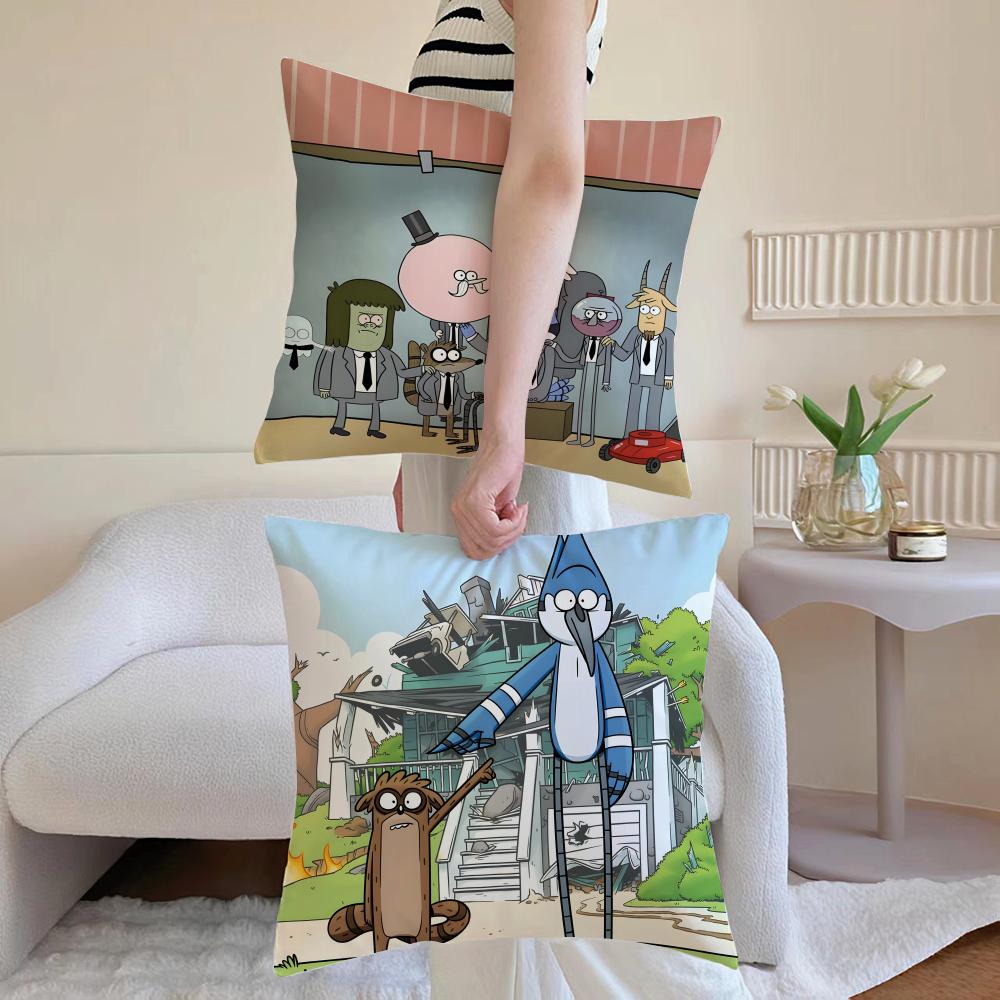 Regular Show Pillow American Cartoon Cushion Cover Linen Pillowcase Cover Soft Decor For Sofa Home Room