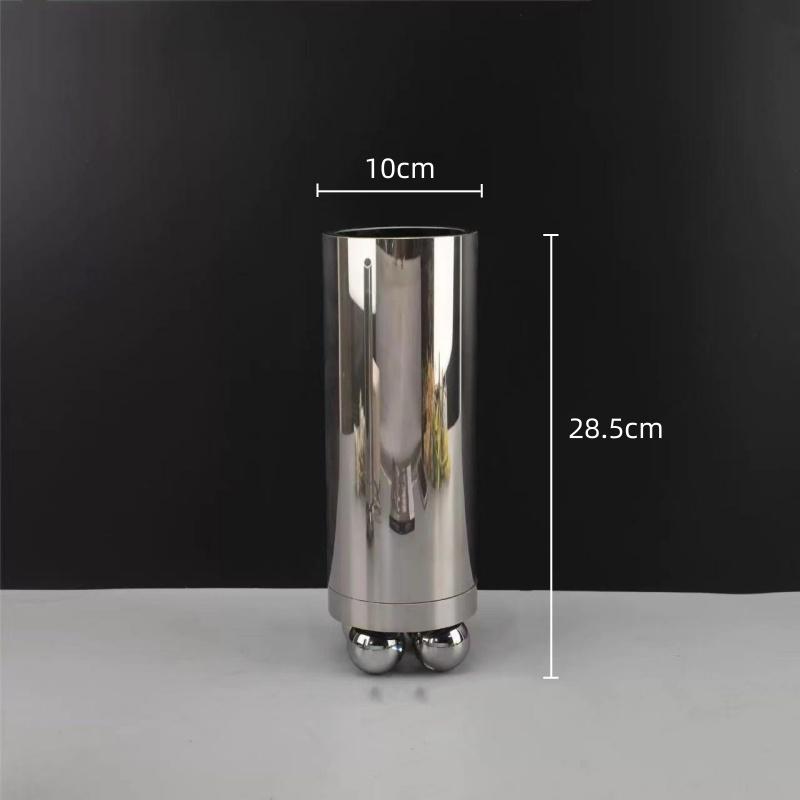 Glass Vase Silver Geometric Ball Abstract Cylinder Flower Vase Floral Arrangement Accessories Terrarium Home Decoration