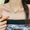 Elegant Titanium Steel Layered Pearl Necklace for Women
