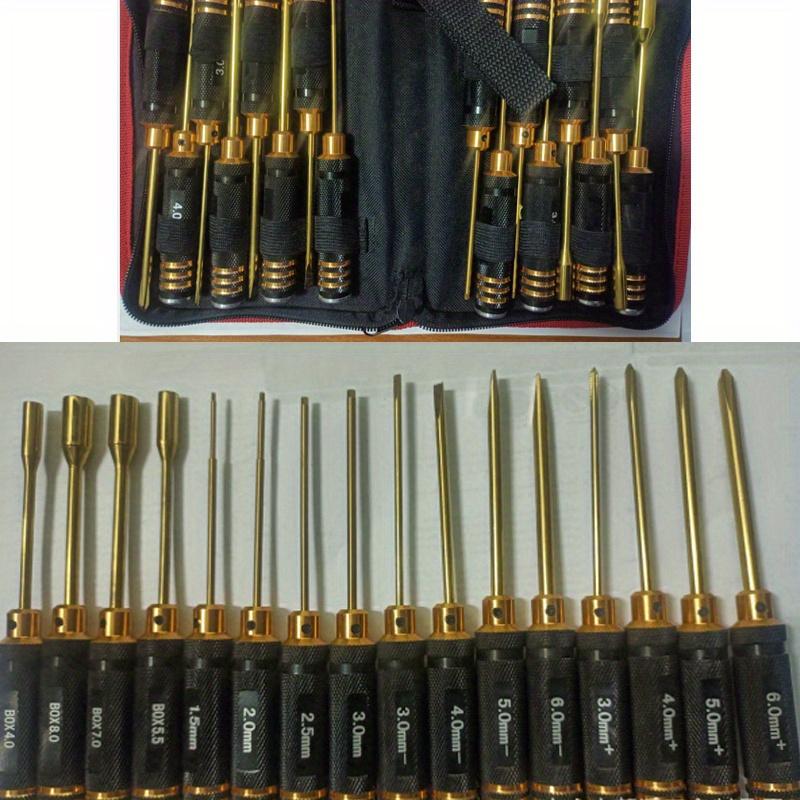 16 Pcs Aviation Model Tools Hexagonal Dual Color Aluminum Alloy Handle Internal Hexagonal Screwdriver Shaped Shaped Socket