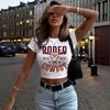 Summer Letter Slim Fit Crew Neck T-Shirt Women's Top Short