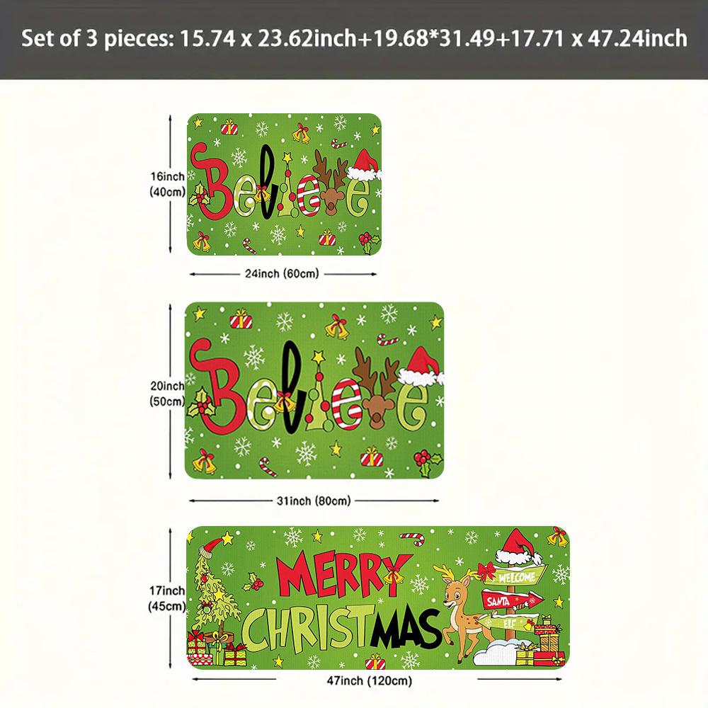 1 Stück Anti-Ermüdungs-Küchenteppiche Rentier Schneeflocken Druck Wasserdicht Rutschfest Dick Gepolsterte Küchenmatte Hochbelastbare Komfort-Stehmatte für Küche