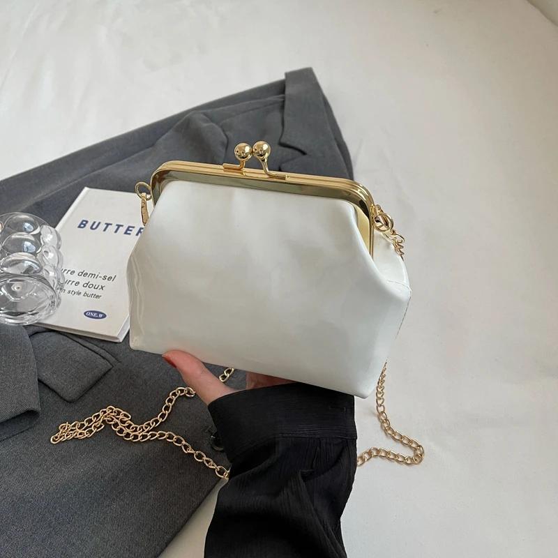 Glänzende PU-Damen-Umhängetaschen mit Ketten, Party-Umhängetaschen für Damen, modisch, vielseitig, neu