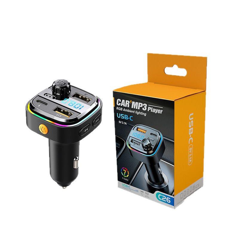 Bluetooth MP3 Car FM Charger with Digital Display & Fast Charging