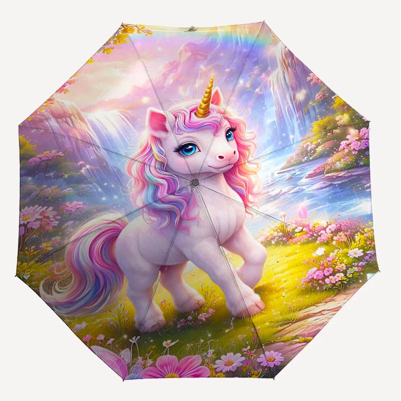 1PC Unicorn Fantasy Umbrella-8-Rib Reinforced, Automatic Open, Lightweight & Durable, Fashion Accessory for Outdoor-D341