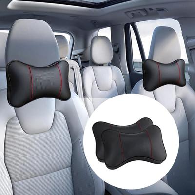 2 Universal PU Leather Car Neck Pillows Easy Installation Removable Breathable Cover
