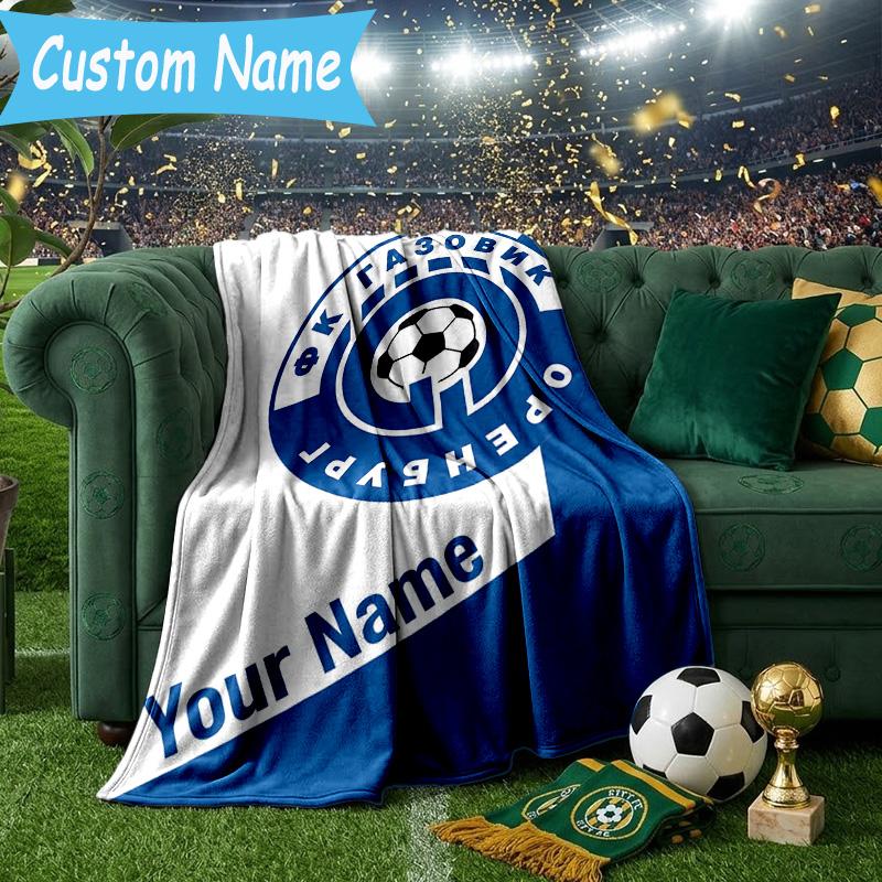 Couverture Flanelle Personnalisée Nom Club de Football Emblème Orenbourg, Utilisation pour Cadeau d'Anniversaire/Vacances, Couverture Douce pour Canapé/Lit/Camping/Bureau, Décoration de Maison