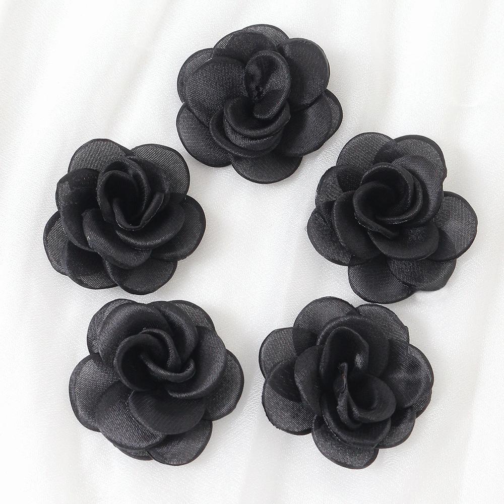 3/5Pcs 5cm White Camellia Rose Chiffon Fabric Flower for Home Room Wedding Invitation Artificial Flowers for Dress Decoration