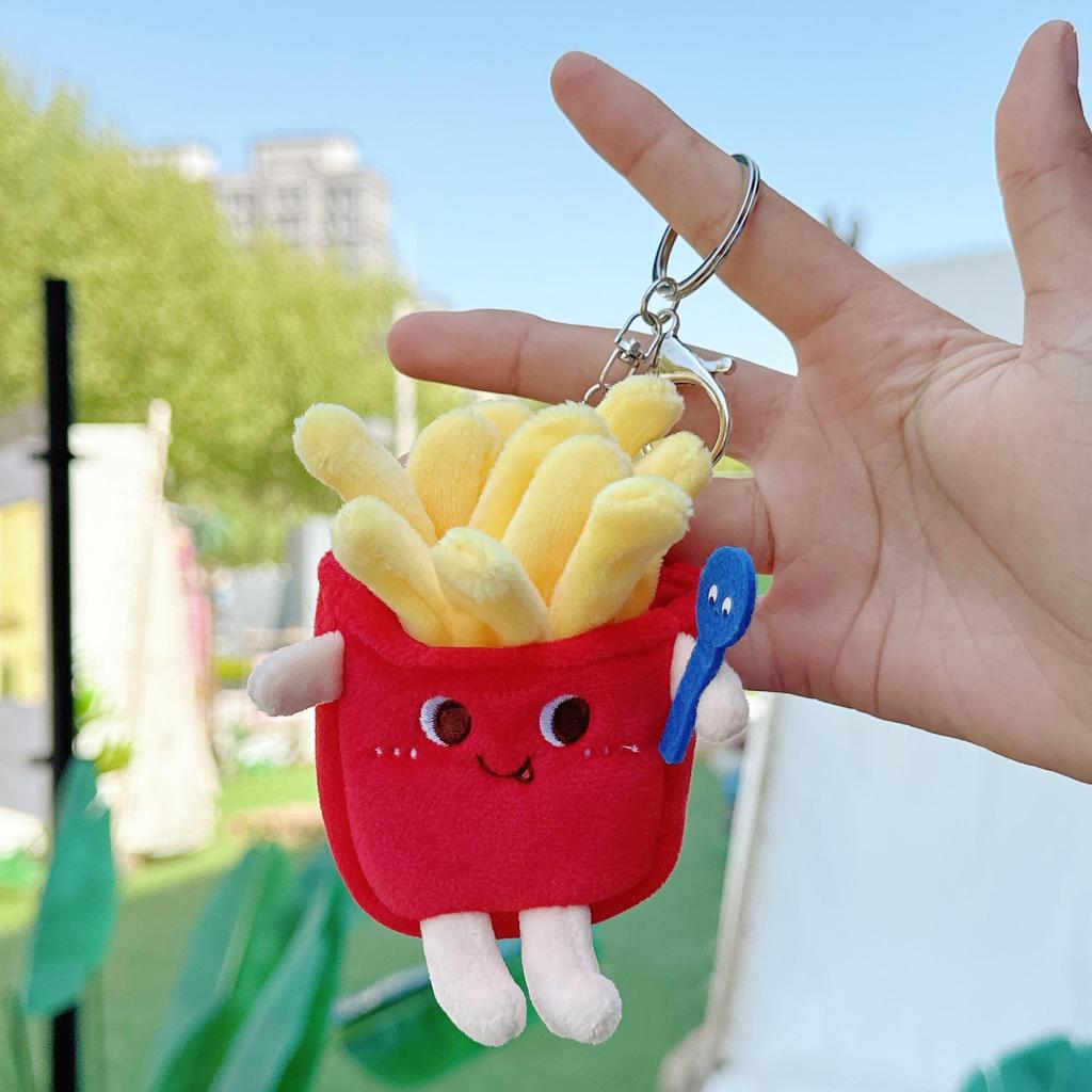 Cute Plush Hamburger, Hot Dog, Chicken Leg & Fries Doll - Schoolbag Decoration & Claw Machine Toy.