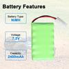 7.2V 2400mAh NiMH Rechargeable Battery with Tamiya KET 2P Connector and USB Cable – 6 Cell AA Pack for RC Cars, Trucks