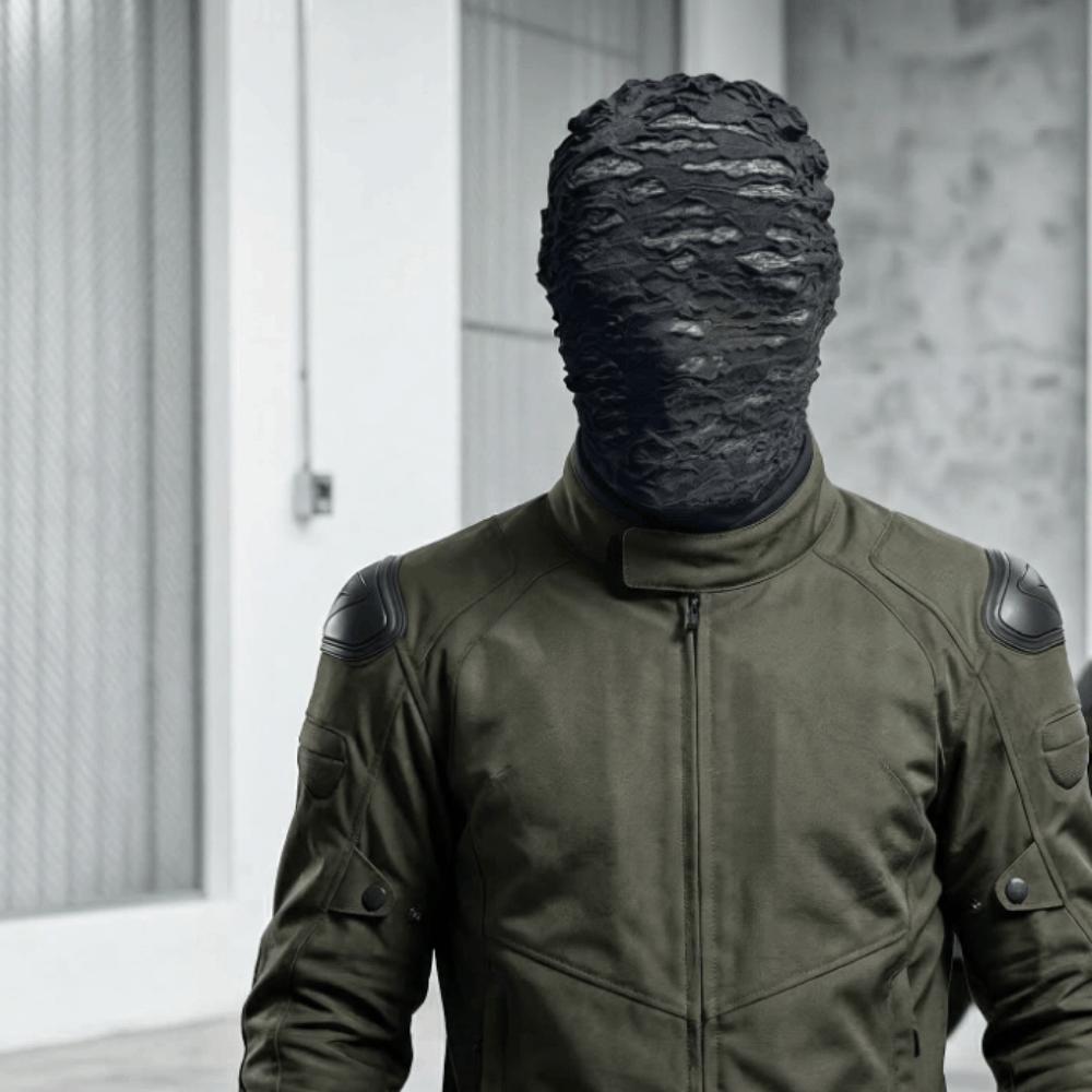 Schwarze Sturmhaube Keine Öffnung Atmungsaktives Gewebe Vollständige Skimaske UV-Schutz Dünnes Material Kopfbedeckung Mütze