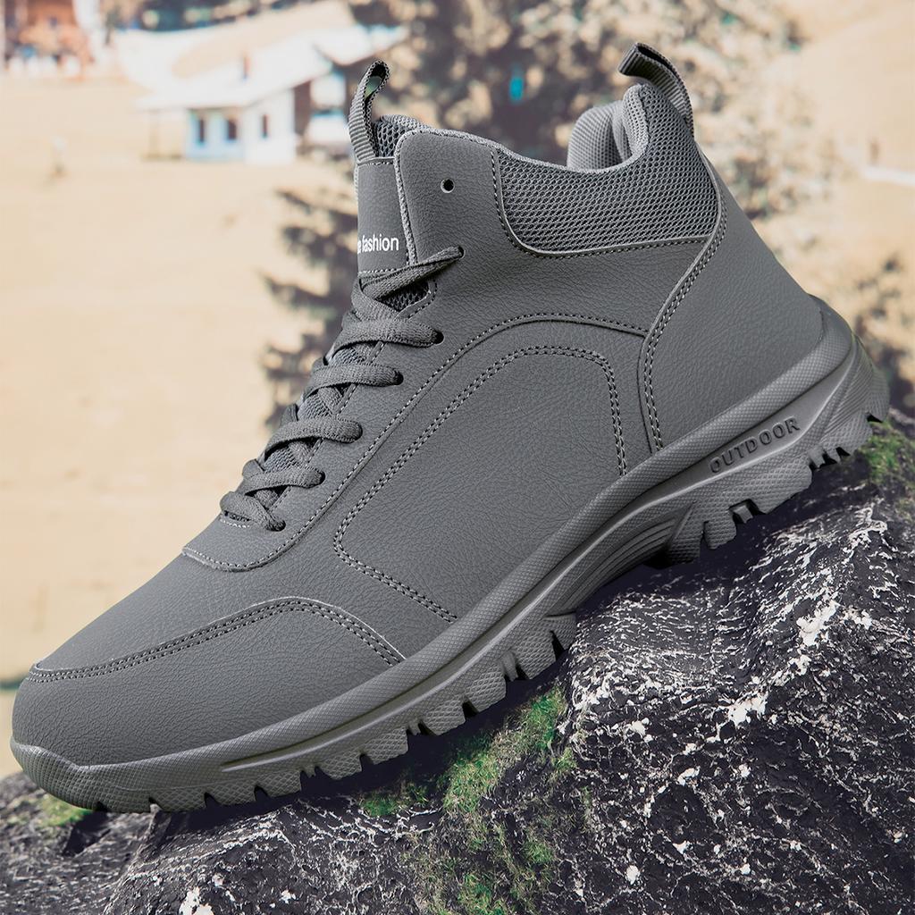 TUINANLE Men Lace-up Boots Winter Warm Motorcycle Boots Non-slip Wear-resistant Casual Men's Shoes