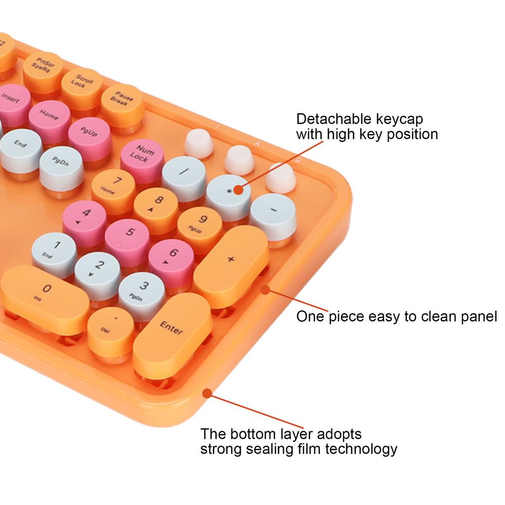Wireless Keyboard Mouse 104 Keys Ergonomic Cute Desktop Game Keyboard Mouse Kit for Girls for Home Work Gaming