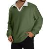 Men's Casual Color-Block Collared Long-Sleeve Knit Base Layer Top