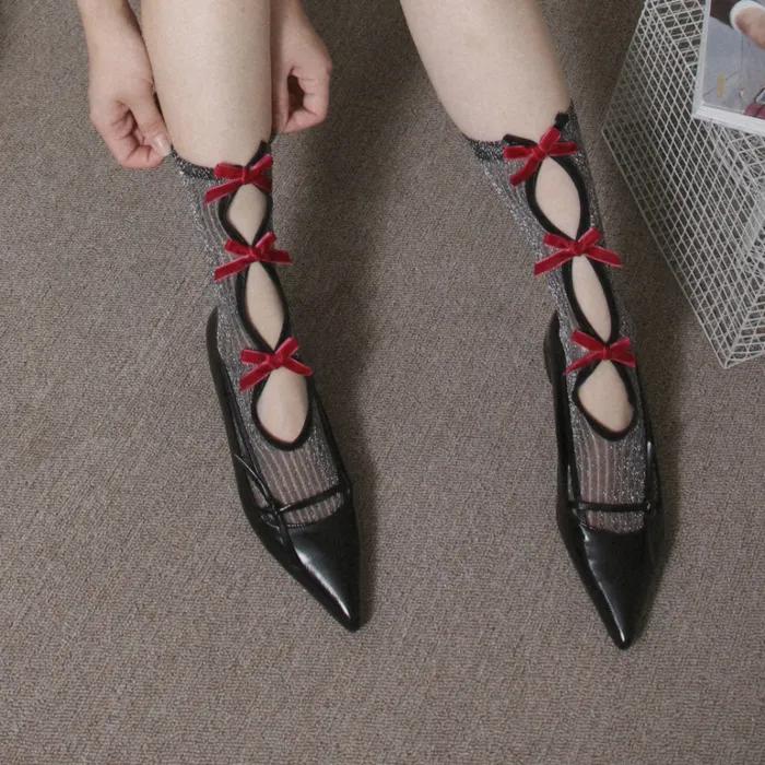 Glitter Ribbon Socks (3 colors)