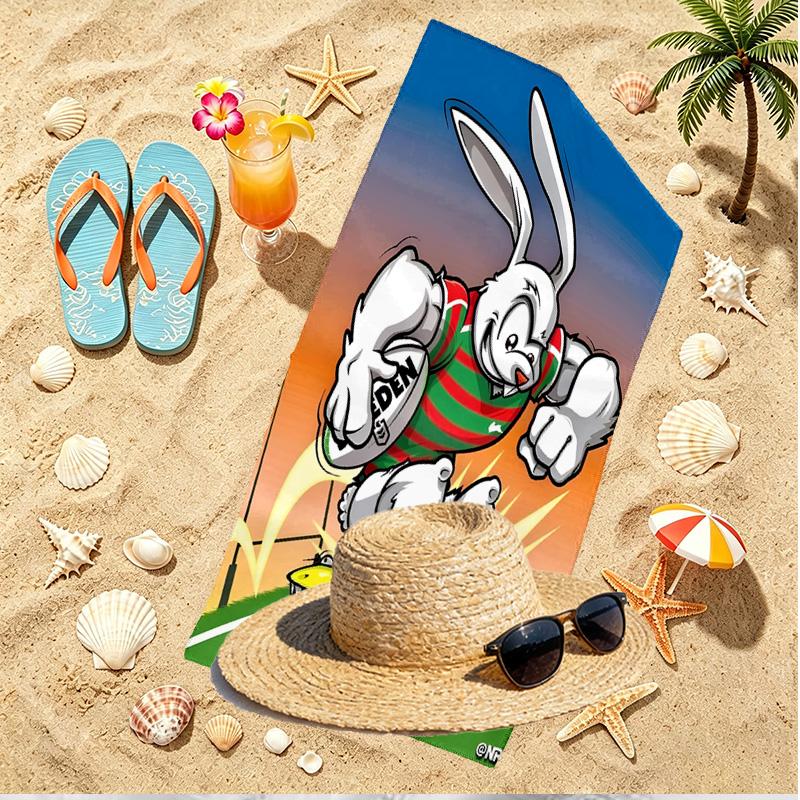 South Sydney Rabbitohs Print Beach Towel, Versatile Lightweight Absorbent Beach Towel for Pool Surf Yoga Bathroom, Perfect Birthday Holiday Gift