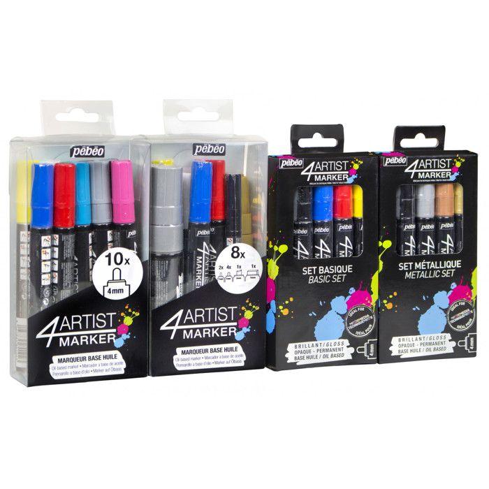 Oil Markers - PEBEO - 4Artist Marker - 5 Markers - 4 Mm Round Tip - Multicolour