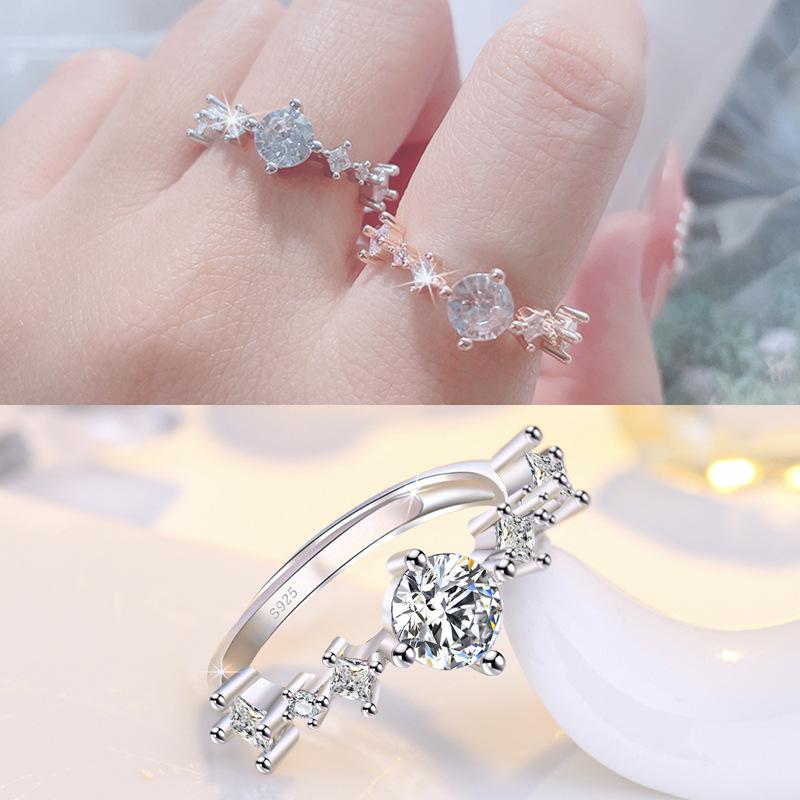 Lindon Classic Copper Alloy Zircon Ring Ladies Jewelry Wedding Promise Party Gift