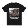 I Survived Today's Tummy Ache TShirt Funny Cat Creative Printed Short Sleeve TShirt Women Casual Streetwear Summer Soft Clothing