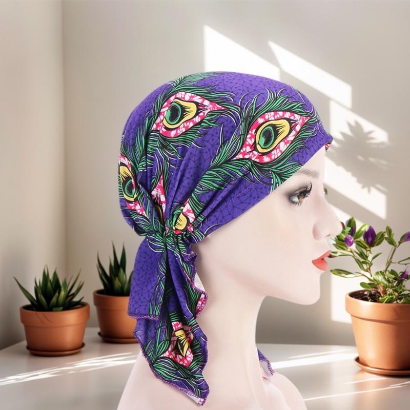 Traditional Turban For Women Hijab For Women Hair Wrap Street Dance Head Wrap For Women Hijab Caps Floral Chemo Beanies