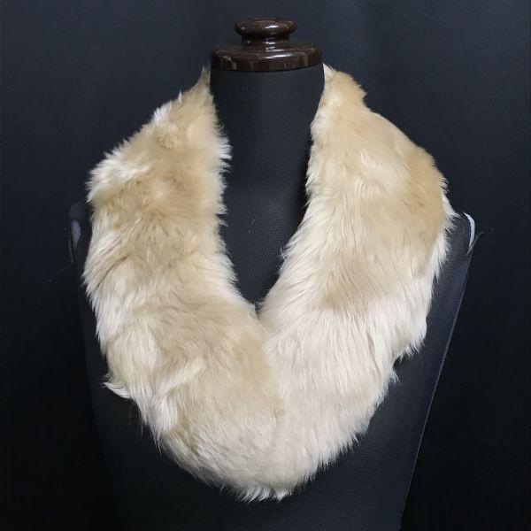 

England Made Sheepskin Fur Tippet Muffler 76cm Width 6-9cm Beige Clip Type