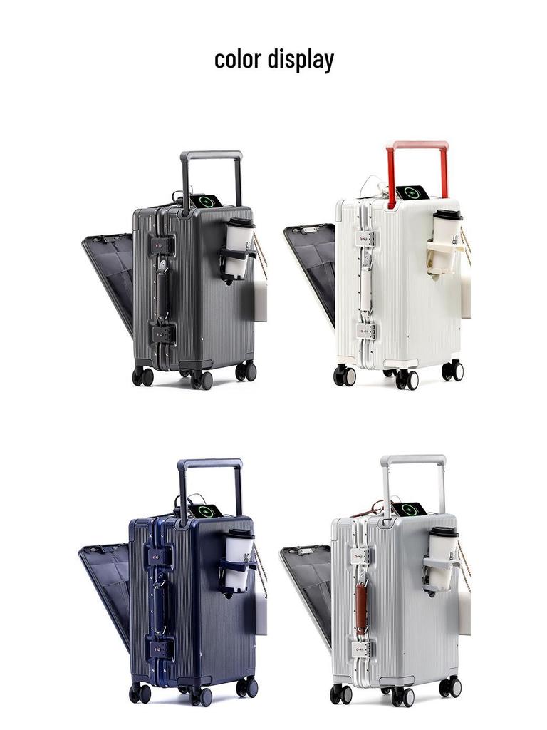 Drop-Resistant 24" Front-Opening Suitcase Set with Lock (20" Carry-On Included)