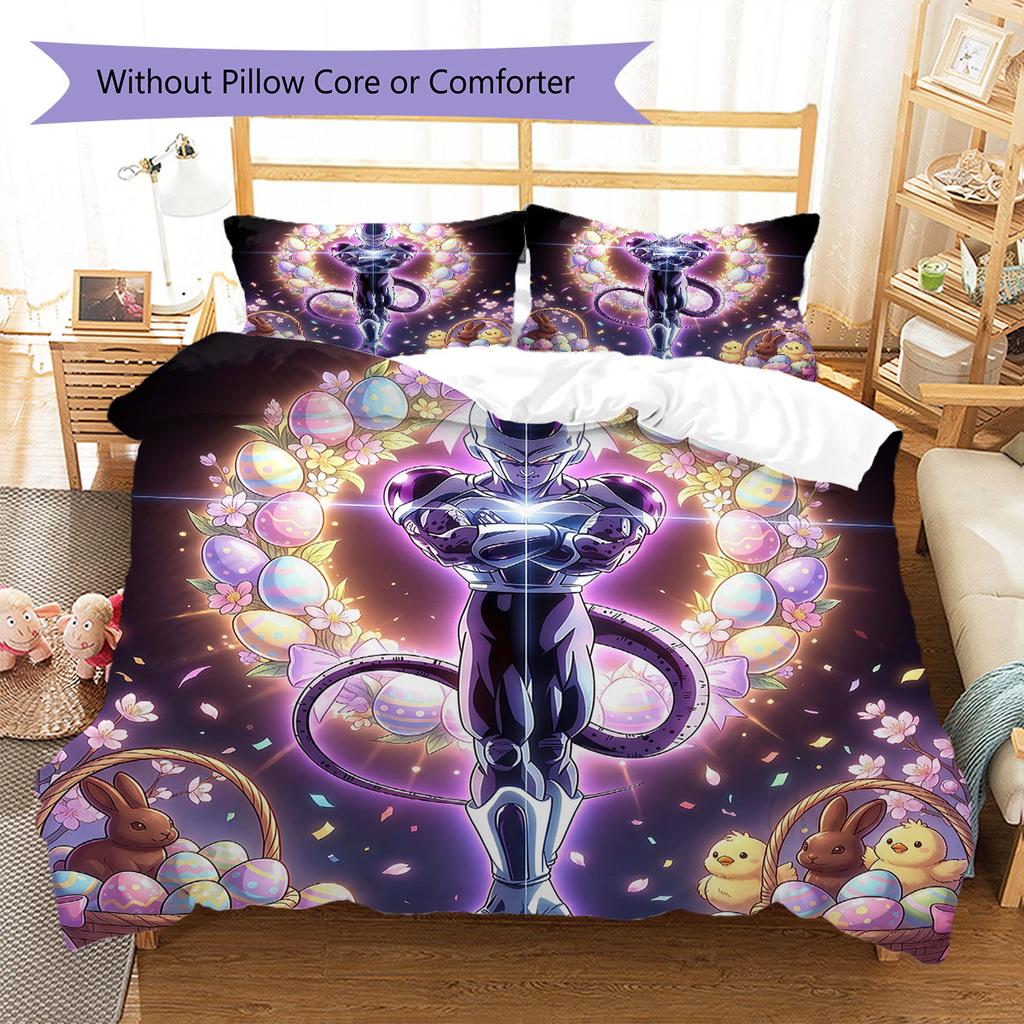 Easter Frieza Pattern Bedding Quilt Set Quilt Cover Pillowcase Home Decoration Birthday Gift (1 * duvet cover + 2 * pillowcase, without core)