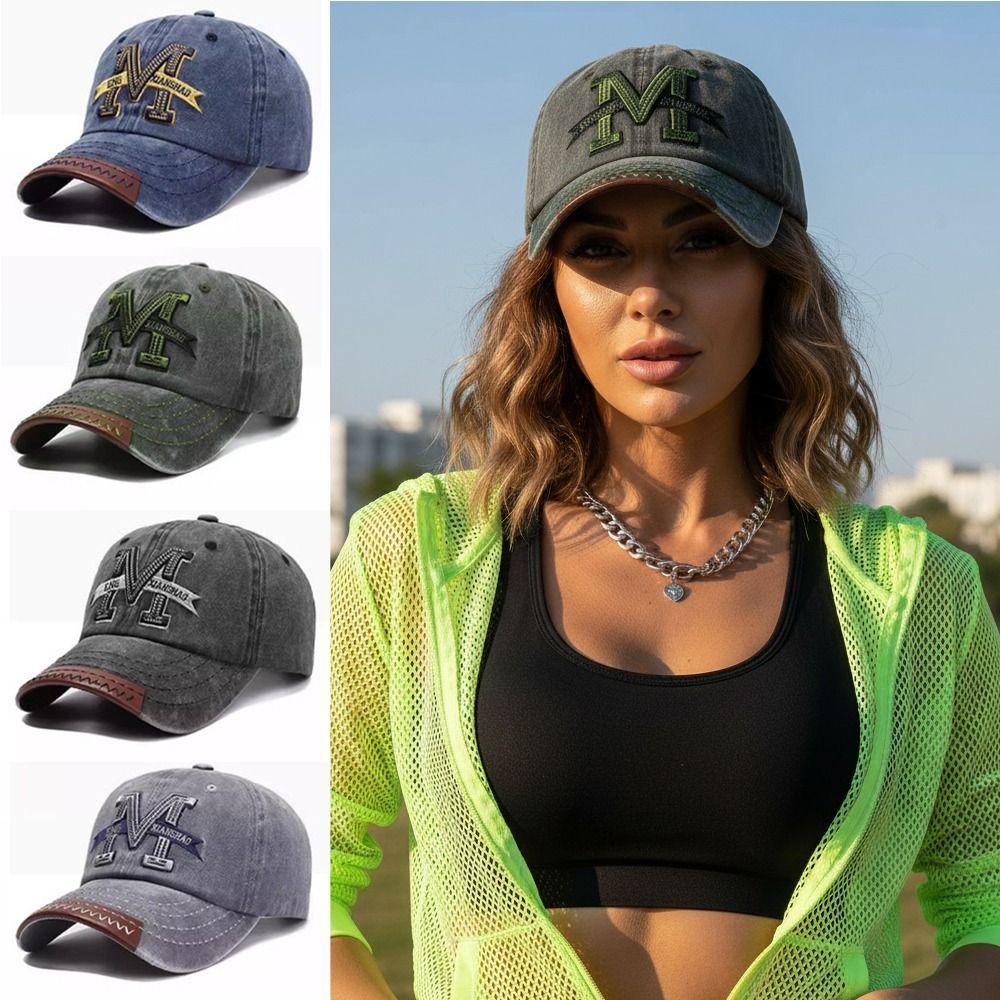 Washed Cotton Embroidered Baseball Cap Distressed Streetwear Sunscreen Hats For Man Women Unisex