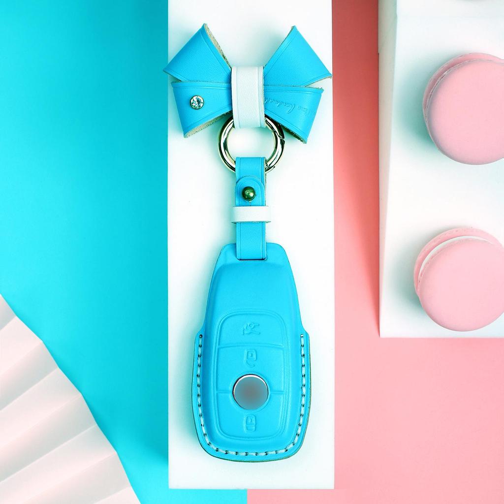 Genuine Leather 3D Macaron Key Cover for Mercedes-Benz