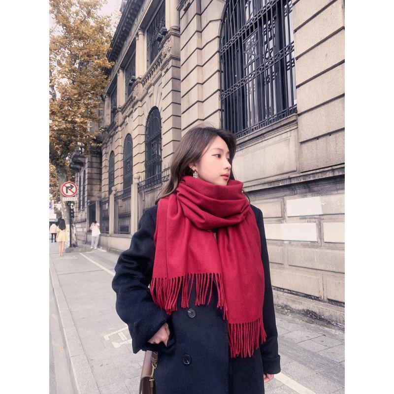 Solid Color Scarf Women's Winter Thickened Imitation Cashmere Scarf New Men's Shawl Wool Cashmere Scarf