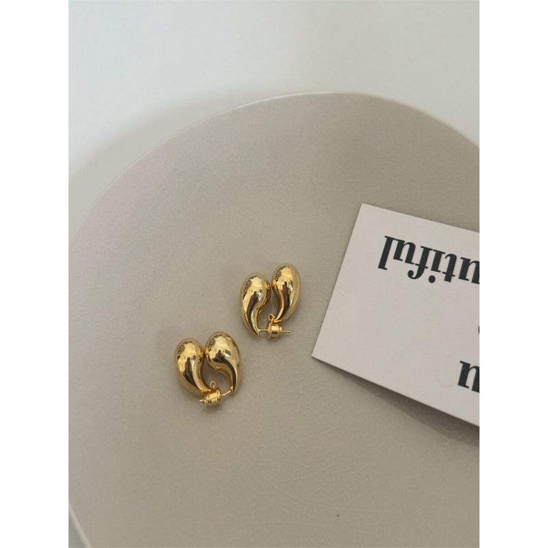 

Front and Back Large Metal Earrings, European and American Retro Fashion, Versatile Silver Stud Earrings, Niche Design Earrings Gold (Real Gold Plated)