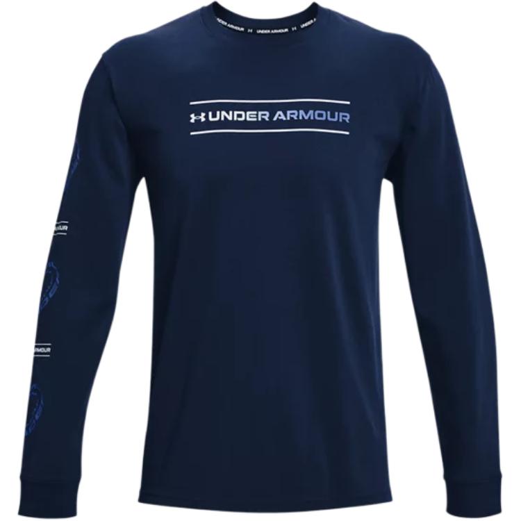 

Under Armour Футболка с длинным рукавом и принтом логотипа для тренировок, мужская, темно-синяя 1366473-408 XL