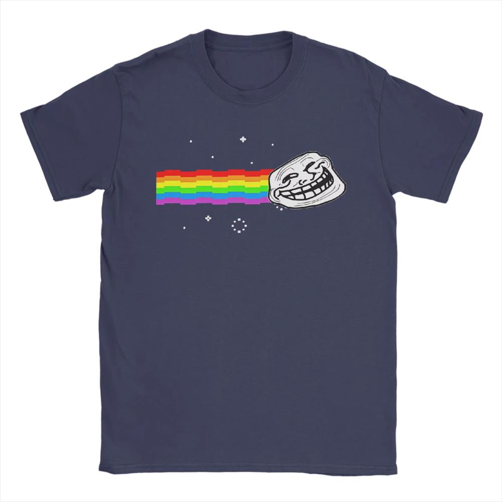 Divertenti T-shirt Meme Faccia di Troll Arcobaleno Divertenti per Uomo Donna Girocollo Cotone Magliette Fumetto Umorismo Maniche Corte T-shirt Taglie Forti Top