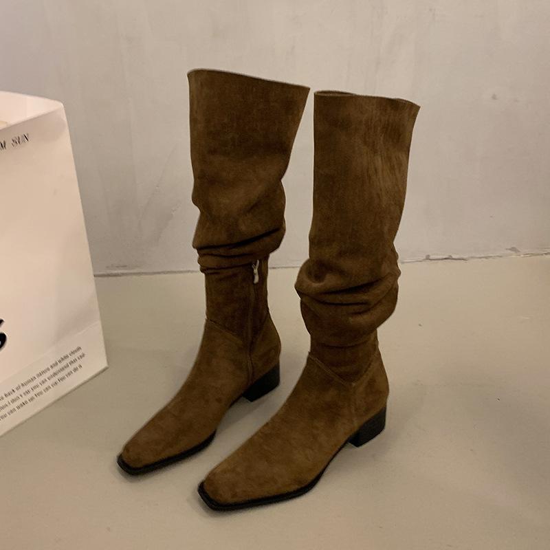 Spring and Autumn French Knight Boots Children's Suede Long Tube 2025 New Height Increase Pile Women's Western Cowboy Boots