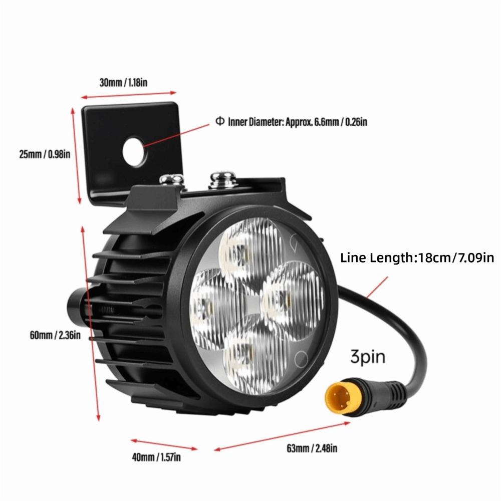 3 Pin Male Connector Electric Scooter Headlight for KukirinG2Pro/G2Max Outdoor Riding