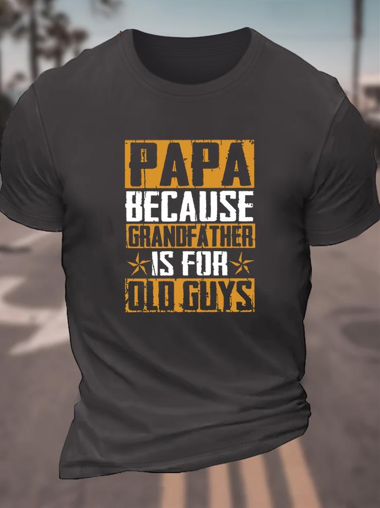 Herren Lässiges Humorvolles Grafik-T-Shirt PAPA WEIL OPA FÜR ALTE MÄNNER ist Kräftiger Gelber Druck Marineblau Kurzarm Rundhals