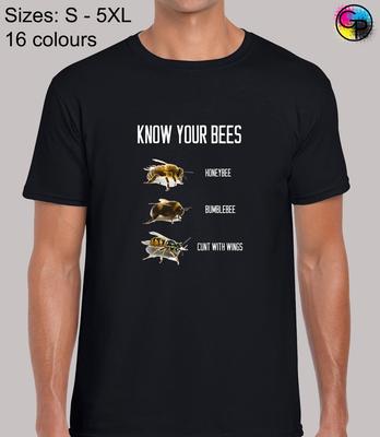 Know Your Bees Funny Novelty Rude Regular Fit T-Shirt Top TShirt Tee for Men