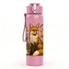 1PC Fox Floral Autumn Scene Print 750ml Color Plastic Sports Water Bottle Leakproof Flip Straw Lid Suitable for Sports Office Home Use