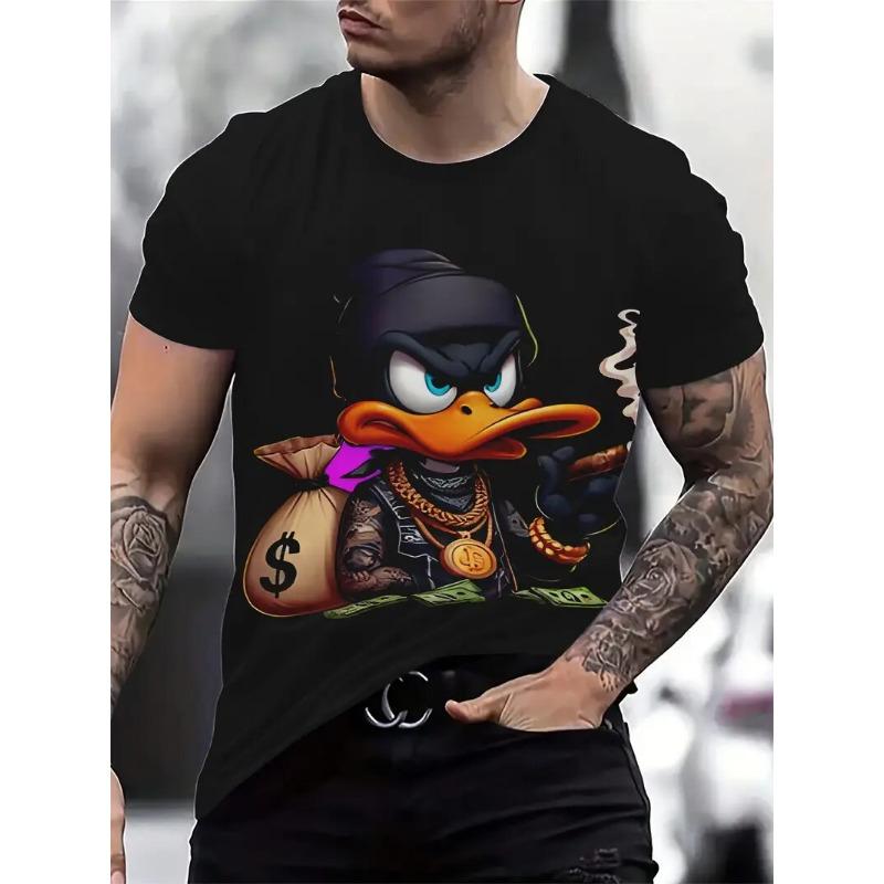Funny Men's T Shirt Cartoon Duck Print Summer Casual Short Sleeve Pullover Fashion T-shirts Outdoor Male Overszied Clothing