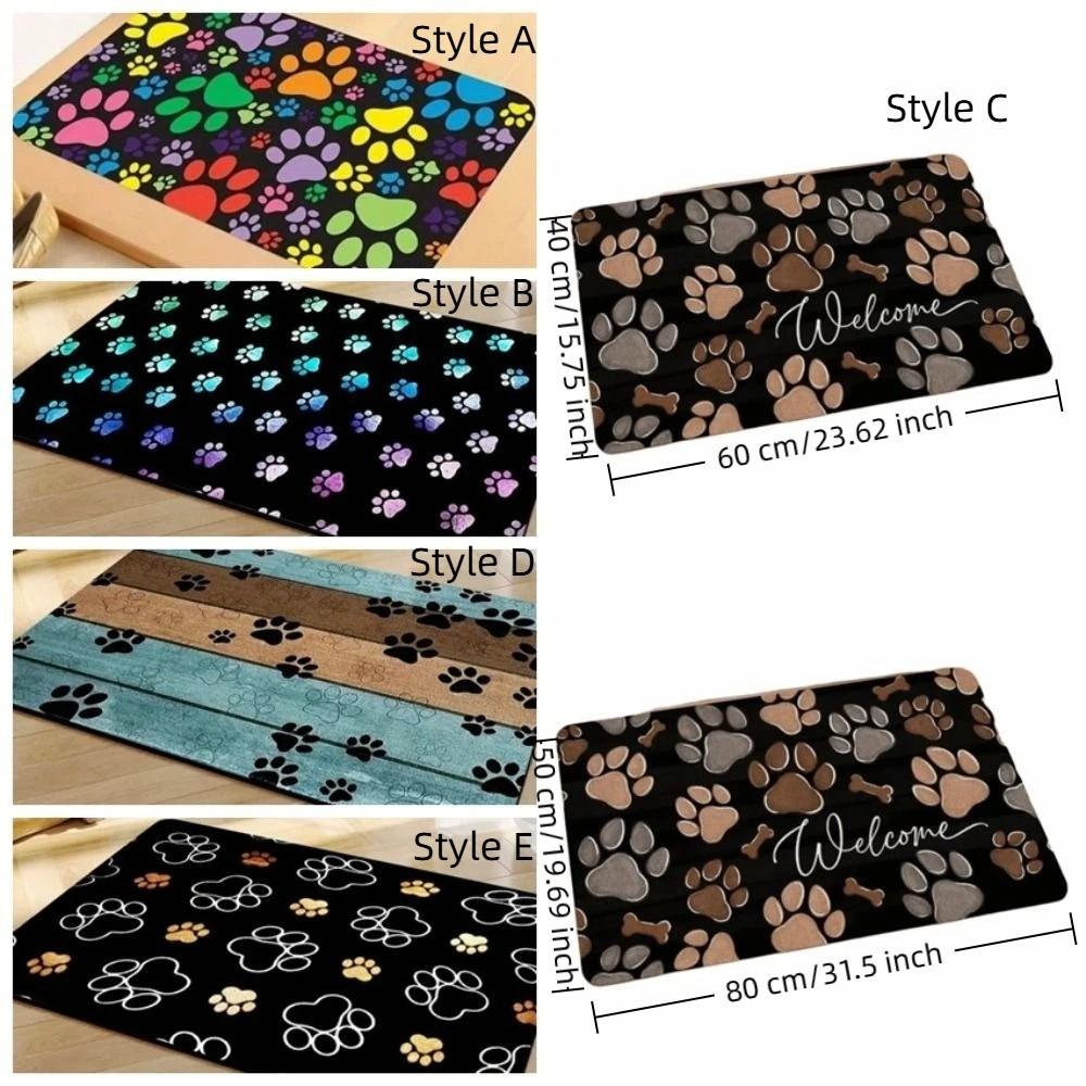 Quick Drying Paw Print Doormat Dirt Resistant Pet Feeding Mat Non-Slip Floor Mat Pet Corner