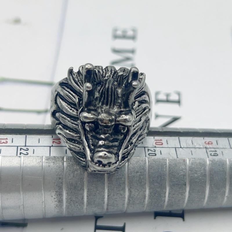 

Stainless Steel Dragon Head Ring for Men Vintage Chinese Totem Statement Zircon for Biker Streetwear and Daily Wear Personality 7