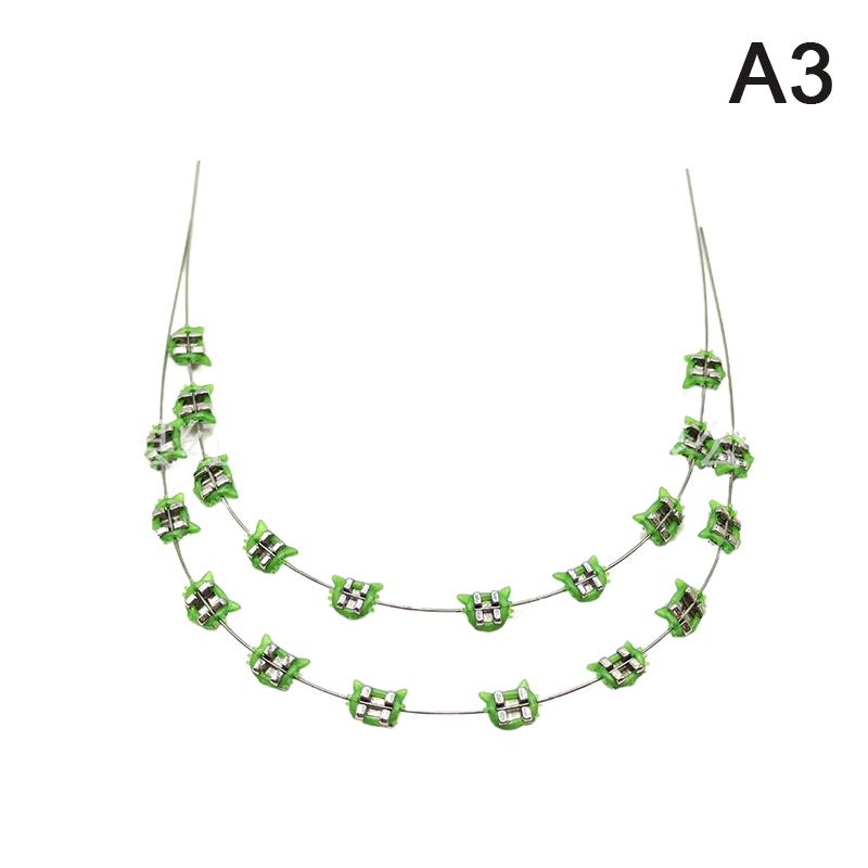 2Pcs Cartoon Cat Dental Metal Braces Archwire Without Hooks Metal Bracket And Ligature Ties Colorful Temporary Tooth Decoration