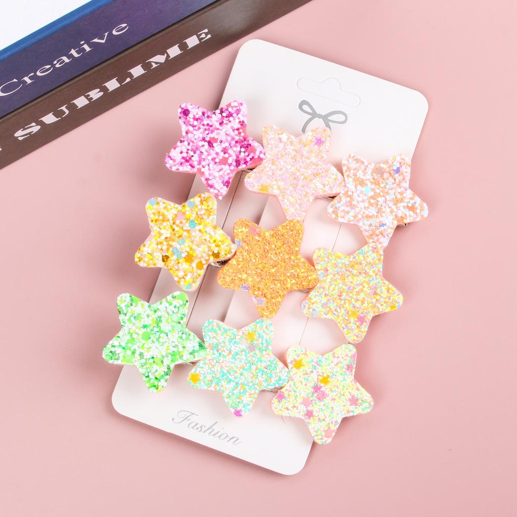 3PCS Colorful Star Hair Clips Women Grils Cute Glitter Heart Hairpin Barrettes Hair Clip Headwear Children Kids Hair Accessories