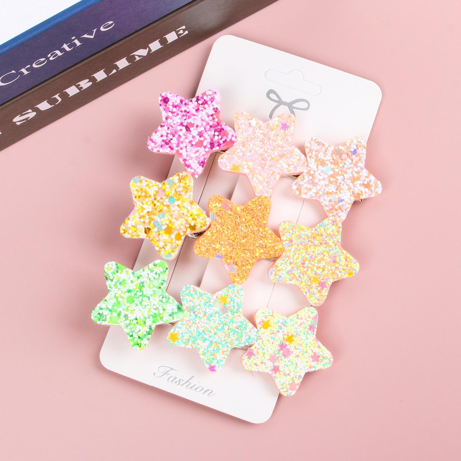 

3 шт. Красочные заколки для волос в виде звезд для женщин, девочек, милые блестящие заколки для волос в виде сердечек, заколки-автоматы, заколки для волос, головные уборы, детские аксессуары для волос