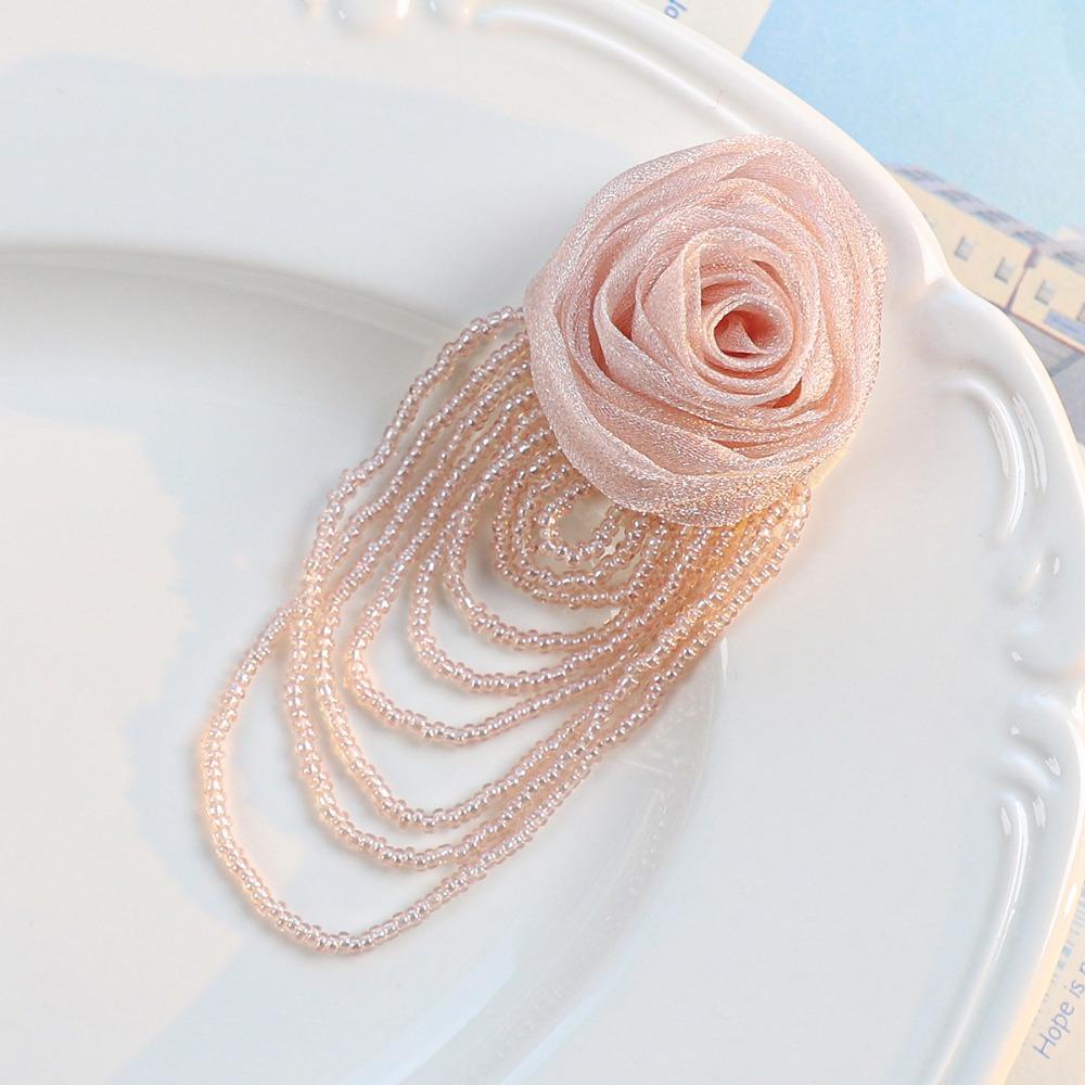 Mesh Chest Flower Handmade Clothing Patches Retro Organza Rose Flower  Hair Clip Accessories