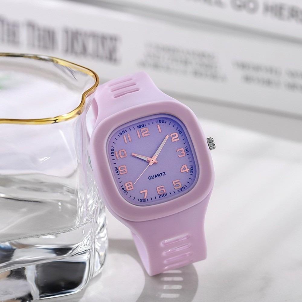Silicone Strap Square Watch Casual Analog Watch Korean Style Wrist Watch Women Girls
