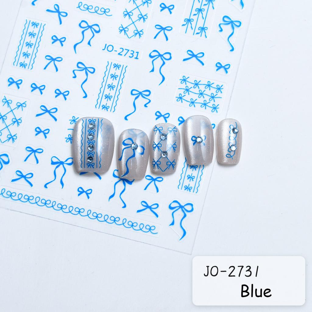 1Sheet Bowknot Lace Ribbon Nail Art Stickers Korean Sweet Style 3D Relief Art Decoration Self Adhesive Nails Decals
