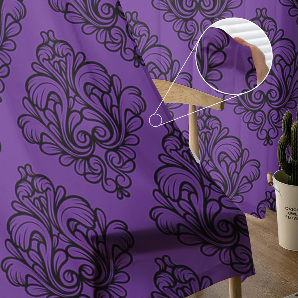 Indoor Tulle Curtains Pattern Texture Purple Girls Bedroom Exquisite Voile Curtain Living Room Kitchen Chiffon Fabric Curtains