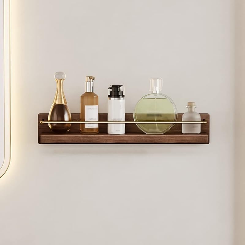 NevStp Shower Caddy Solid Wood Punching Shelf Organizer Rack Floating Shelves Shower Accessories Wall Mounted Multifunctional Bathrooms Kitchens